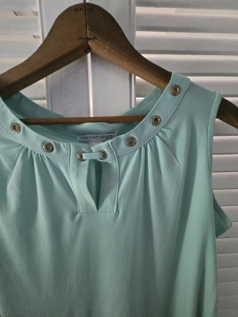 Notations Petite Mint Green Grommet Keyhole Tank Soft Stretch Y2K Coastal PM - Picture 5 of 8